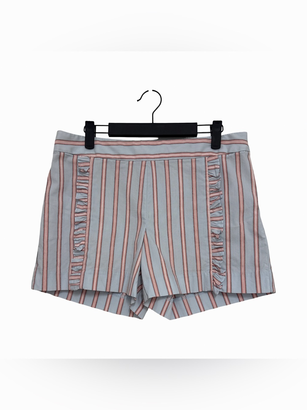 LOFT Ruffle-Trim Striped Shorts Women’s 4